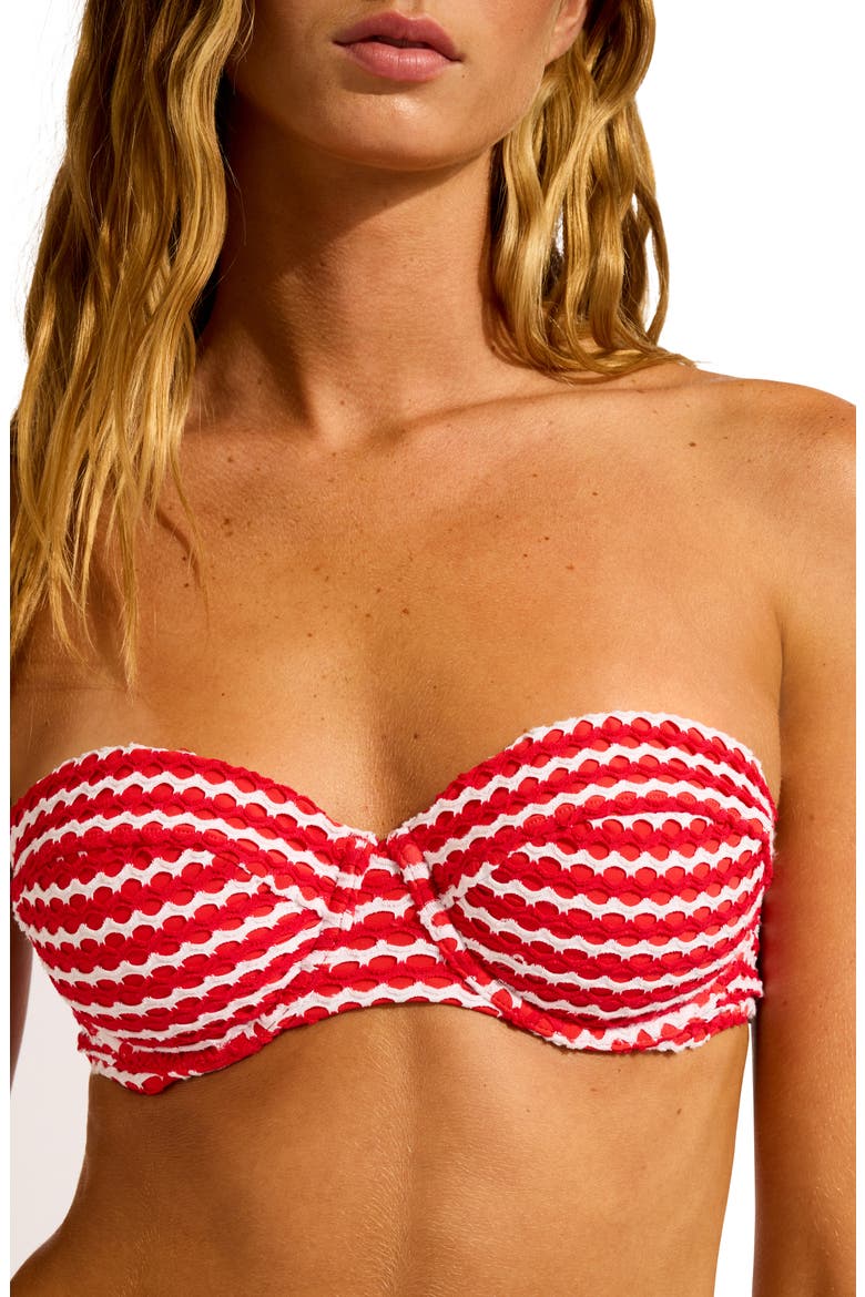 Underwire Bustier Bikini Top, Alternate, color, CHILLI RED/ WHITE