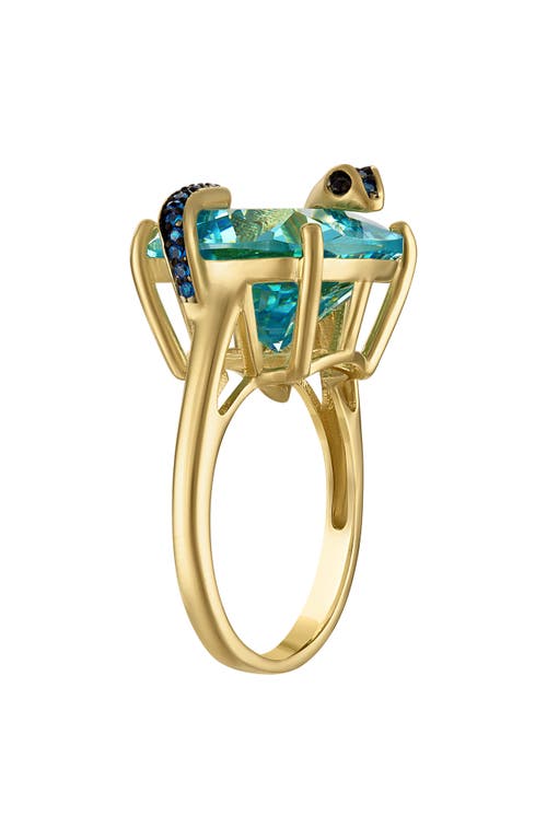 Fzn Aqua & Blue Cubic Zirconia Ring In Gold