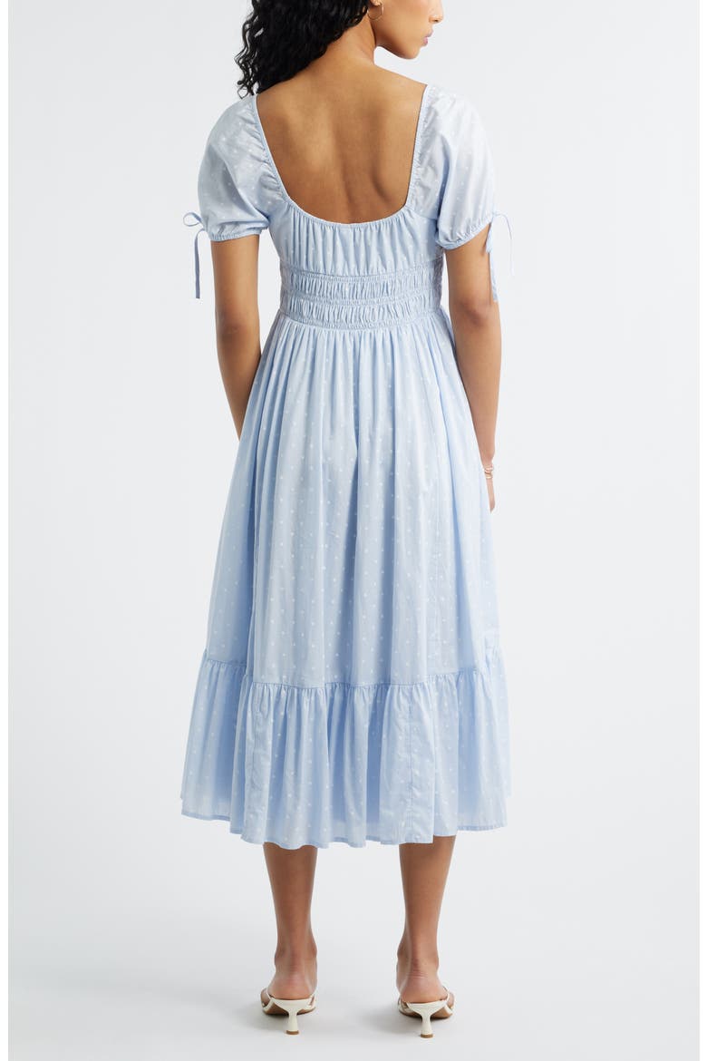 Puff Sleeve Cotton Midi Dress, Alternate, color, BLUE- WHITE KAT DOT