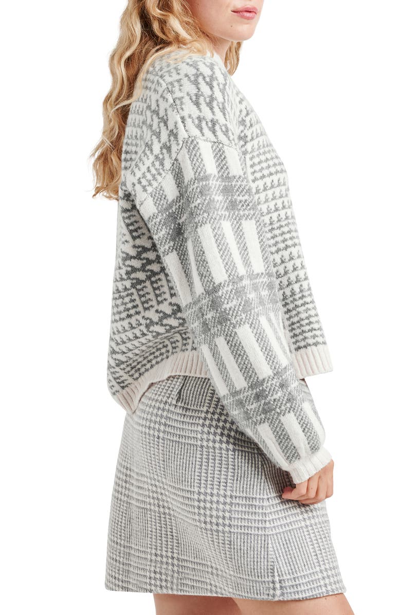 Splendid Elliott Mixed Plaid Sweater, Alternate, color, Grey Glen Check