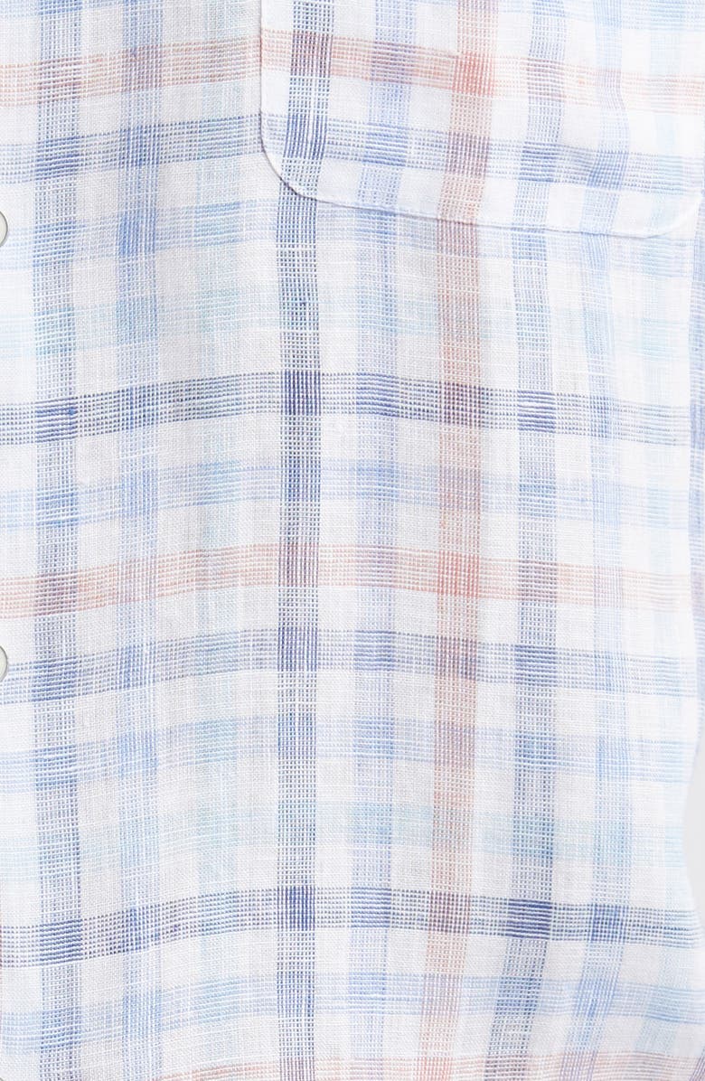 Peter Millar Breakwater Check Linen Button-Up Shirt, Alternate, color, 