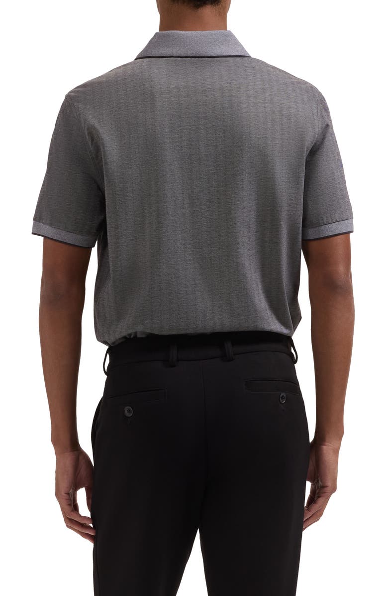 Bugatchi Tipped Johnny Collar Polo, Alternate, color, Black