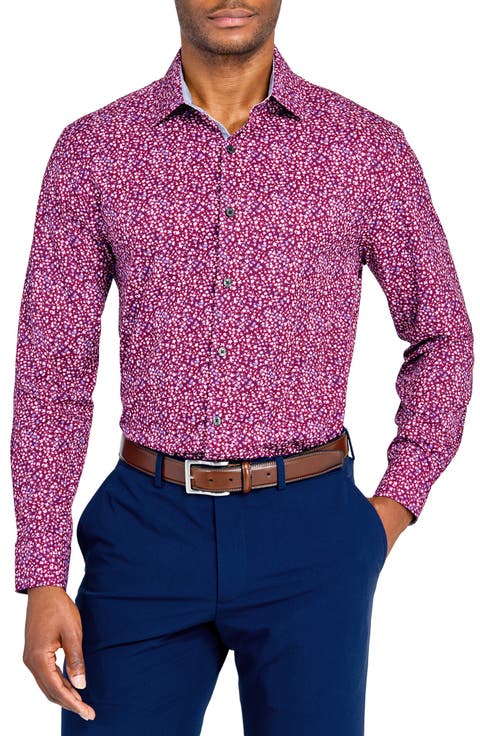 Slim Fit Floral Performance Dress Shirt (Regular & Big)