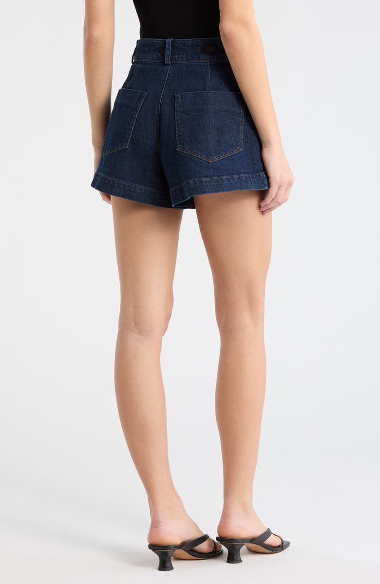 PAIGE Camille Pleated Denim Shorts, Alternate, color, Ballast