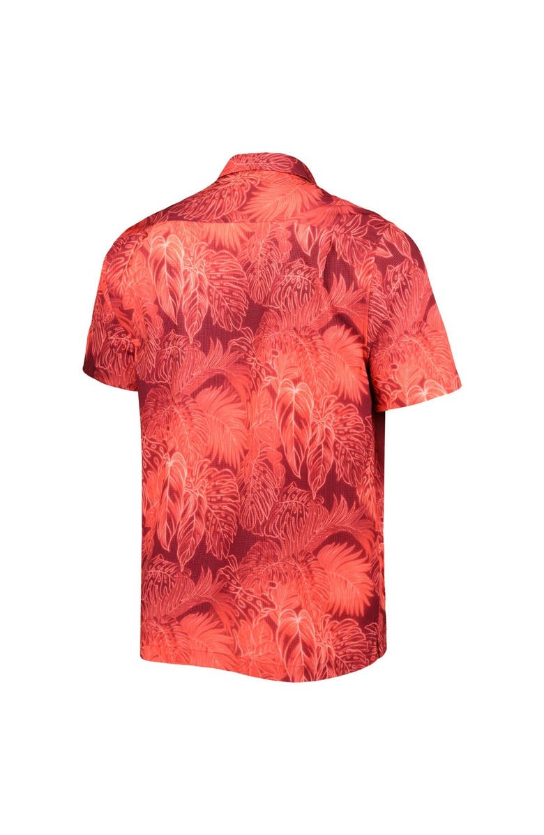 Tommy Bahama Men's Tommy Bahama Crimson Oklahoma Sooners Bahama Coast Luminescent Fronds IslandZone Camp Shirt, Alternate, color, 