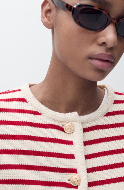 Mango Stripe Cotton Blend Cardigan