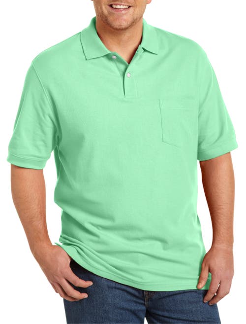 Harbor Bay By Dxl Big & Tall Pocket Piqué Polo Shirt In Zephyr Green