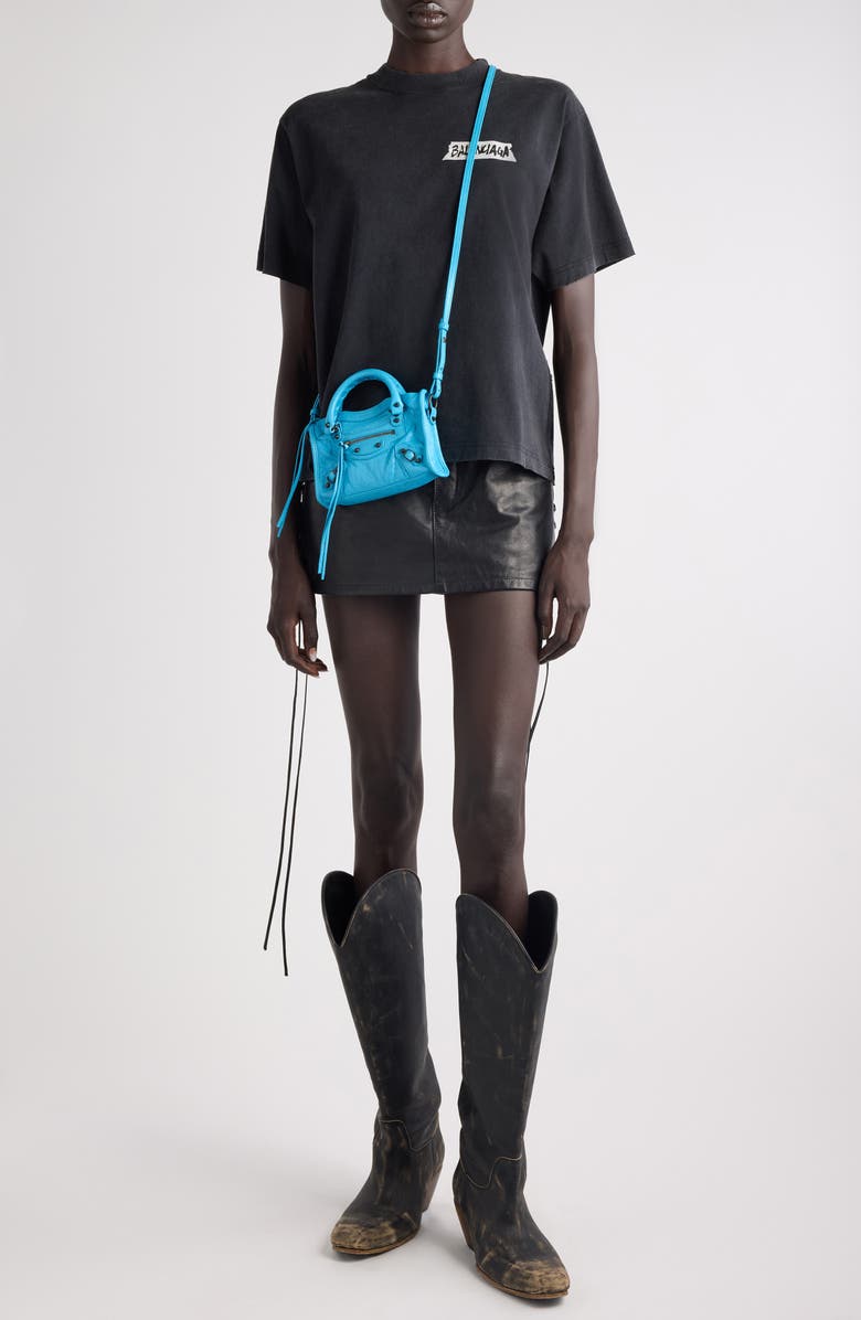 Balenciaga Medium Fit Masking Tape Logo Dry Jersey T-Shirt, Alternate, color, 1041 Faded Washed Black