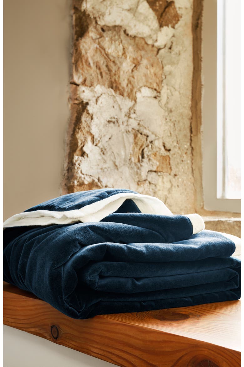 Eltham Luxury Velvet Cotton Bedrunner, Alternate, color, Navy