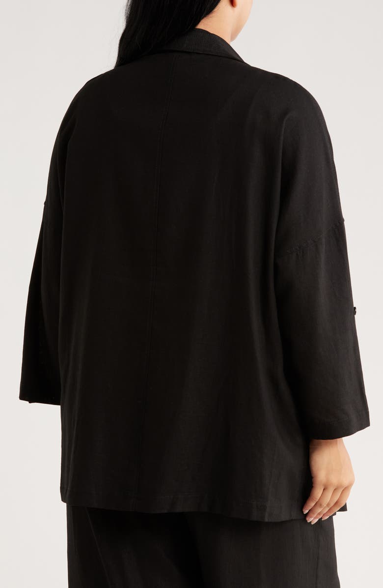MAX STUDIO Draped Collar Linen Blend Jacket, Alternate, color, Black