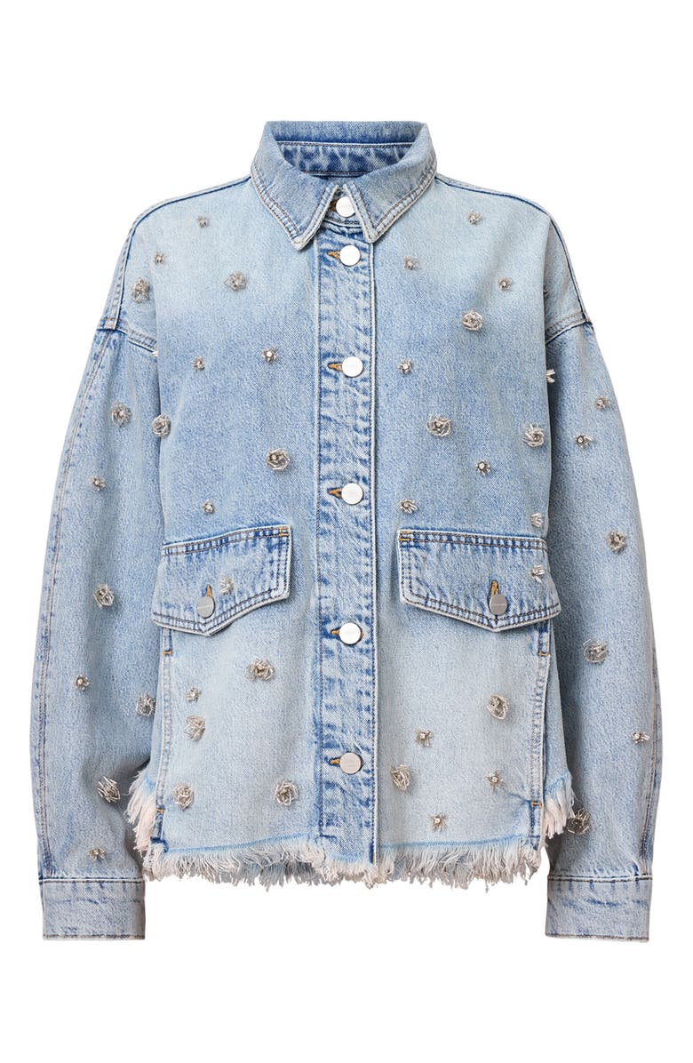 AllSaints Hettie Embellished Denim Shacket, Alternate, color, 