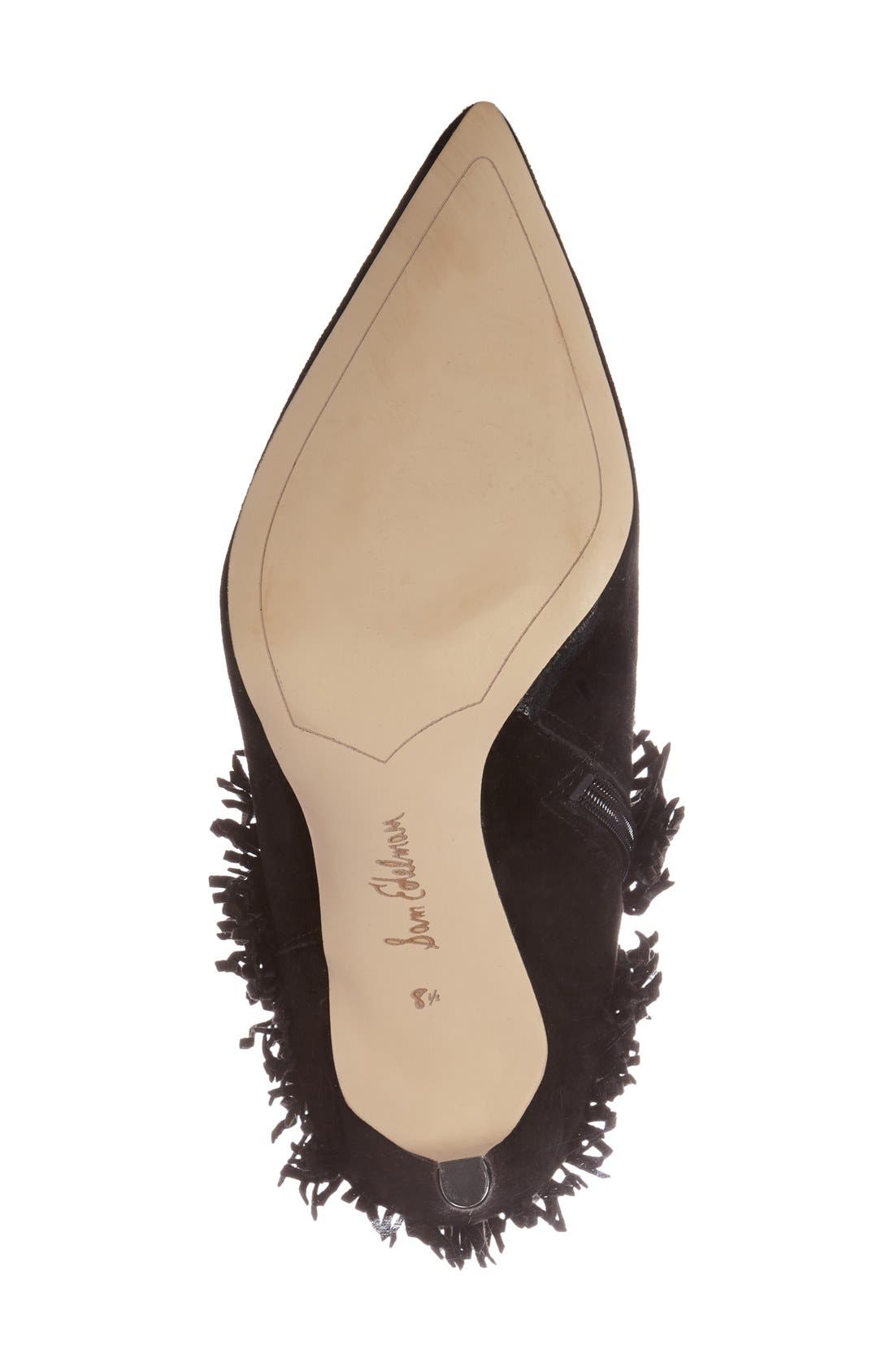 'Belinda' Fringed Suede Pointy Toe Boot, Alternate, color, BLACK SUEDE