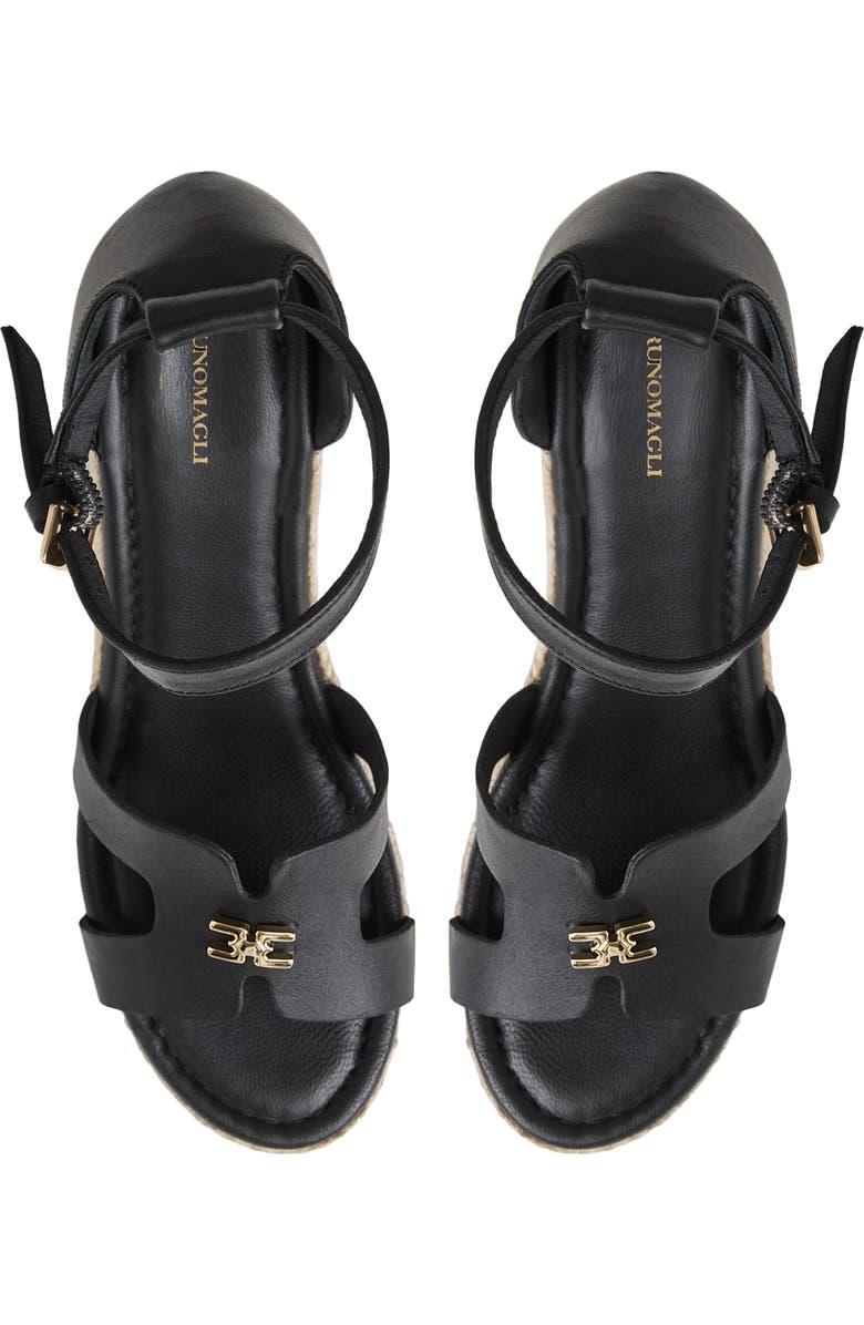 Bruno Magli Dina Ankle Strap Wedge Sandal, Alternate, color, Black Nappa