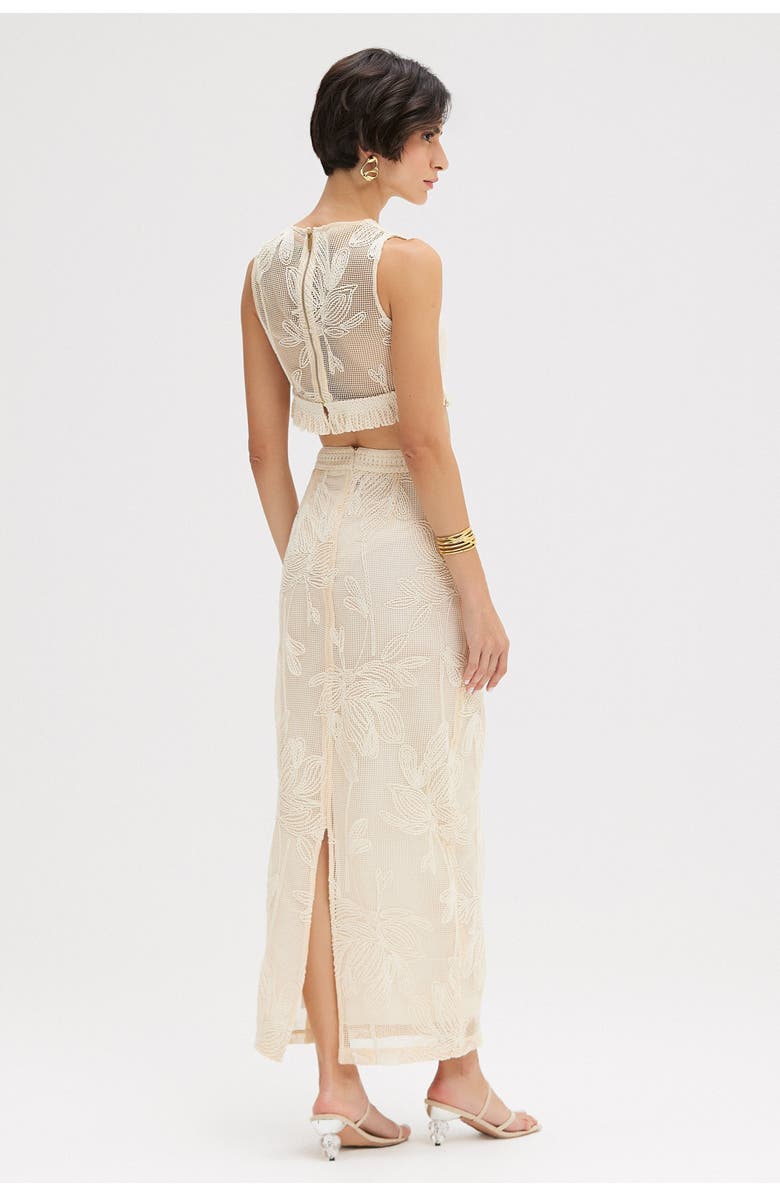 PatBO Joy Lace Midi Skirt, Alternate, color, Off White