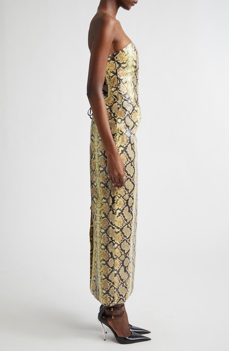 KIM SHUI Mitchell Snakeskin Embossed Faux Leather Dress, Alternate, color, Snakeskin