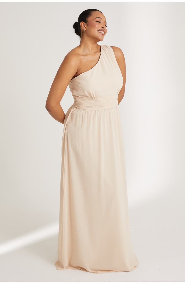 Six Stories One Shoulder Chiffon Bridesmaid Dress, Alternate, color, Cream