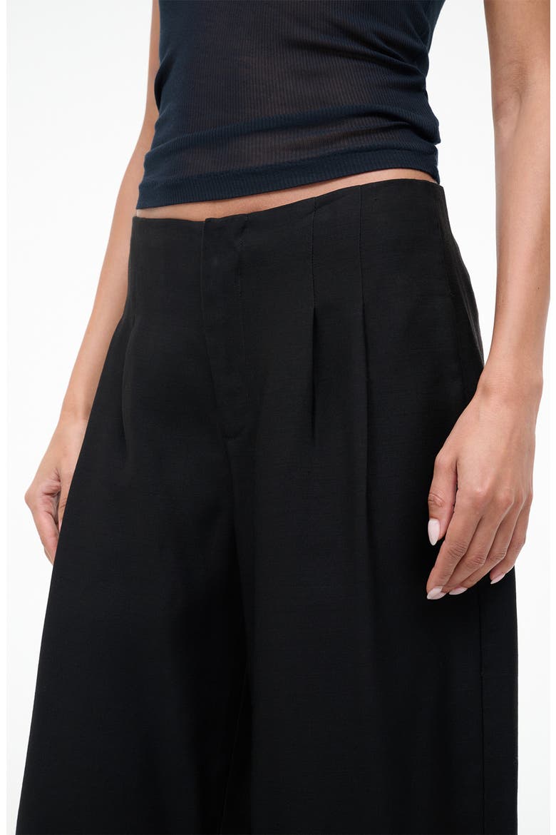 Pierre Pleated Wool Blend Wide Leg Pants, Alternate, color, BLACK