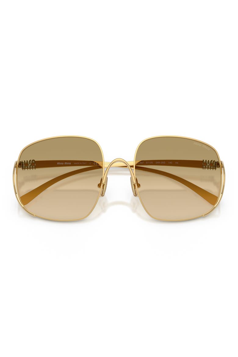 MU A57S 57mm Gradient Square Sunglasses, Alternate, color, GOLD/ YELLOW GRADIENT BROWN