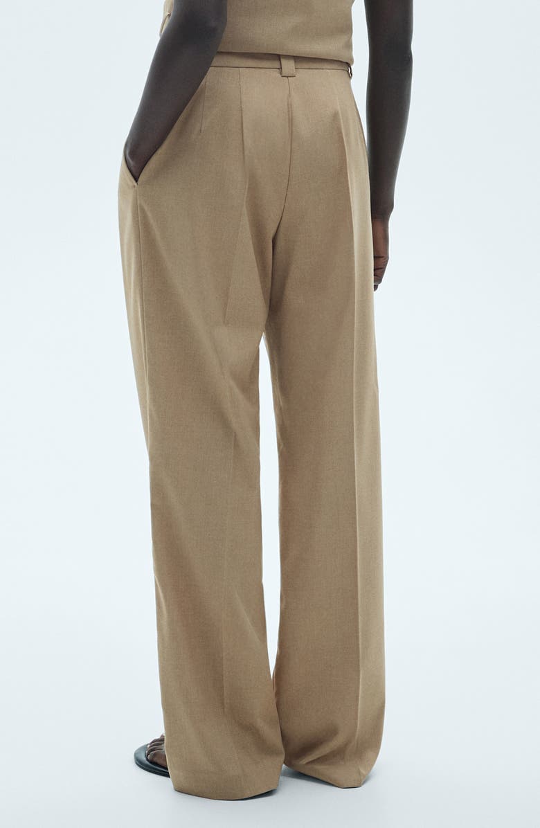 MANGO Pleated Straight Leg Pants, Alternate, color, Beige