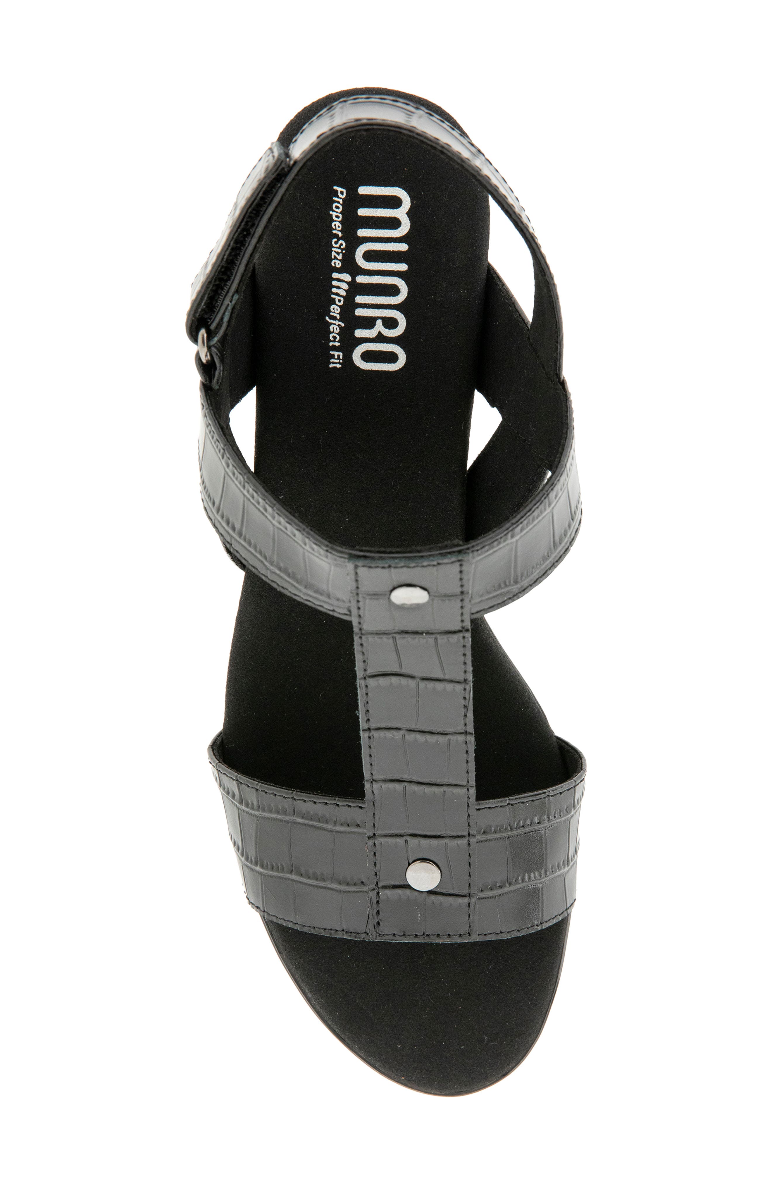 Willow Croc Embossed Leather Sandal, Alternate, color, BLACK LEATHER CROCO