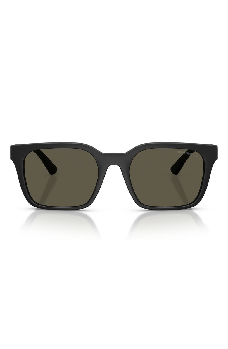 Emporio Armani 54mm Square Sunglasses, Main, color, Matte Black / Dark Grey