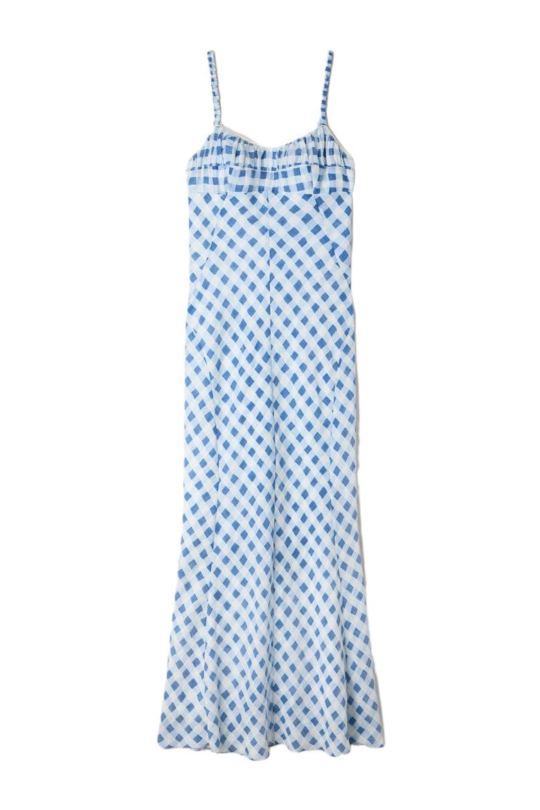 Gingham linen maxi dress, Alternate, color, Blu / white