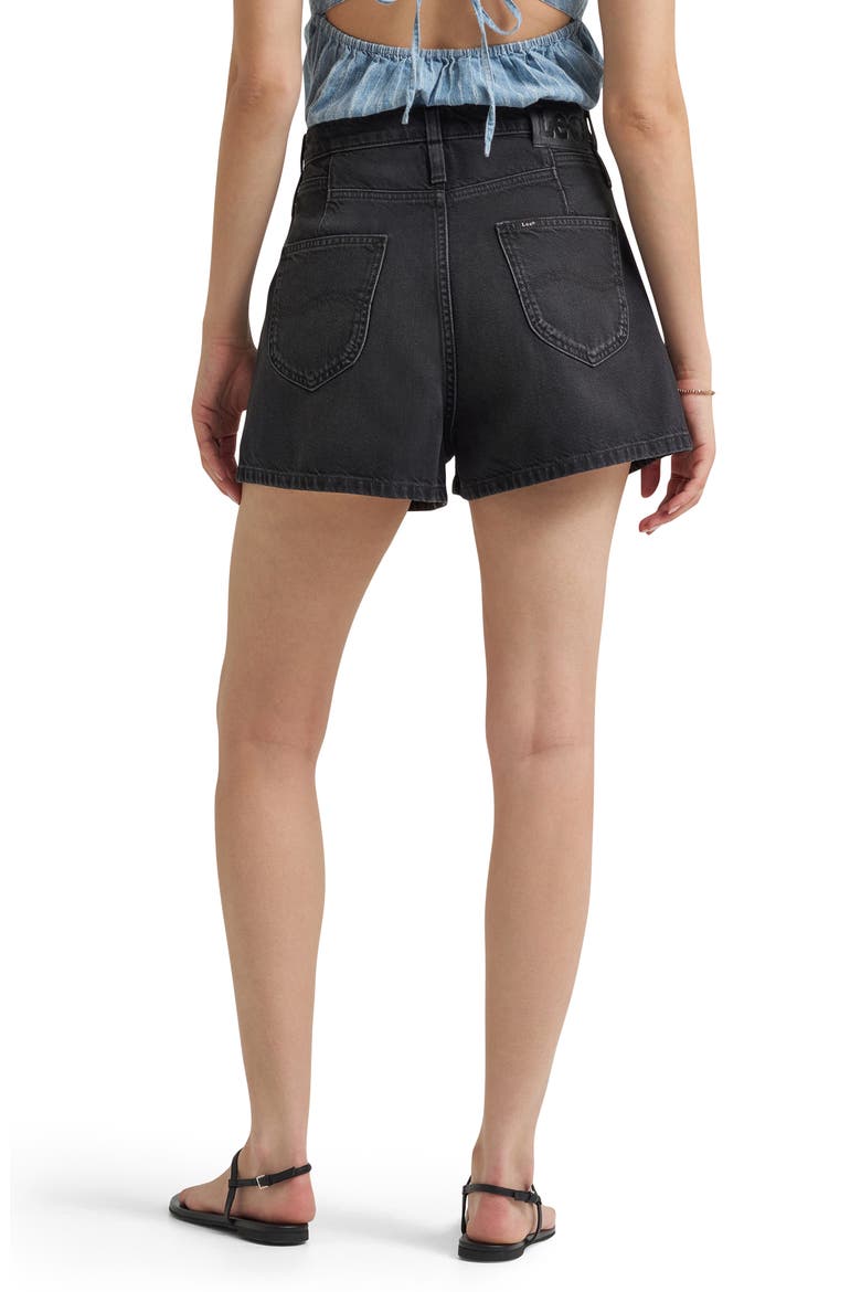 Flirty High Waist Denim Shorts, Alternate, color, DARK MEMORY