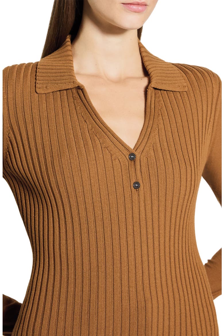 Merino Wool Knit Shirt, Alternate, color, DARK COGNAC