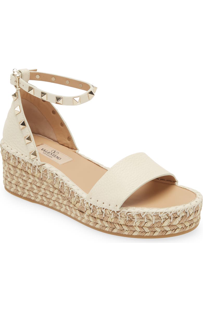 Valentino Garavani Rockstud Espadrille Platform Sandal, Main, color,