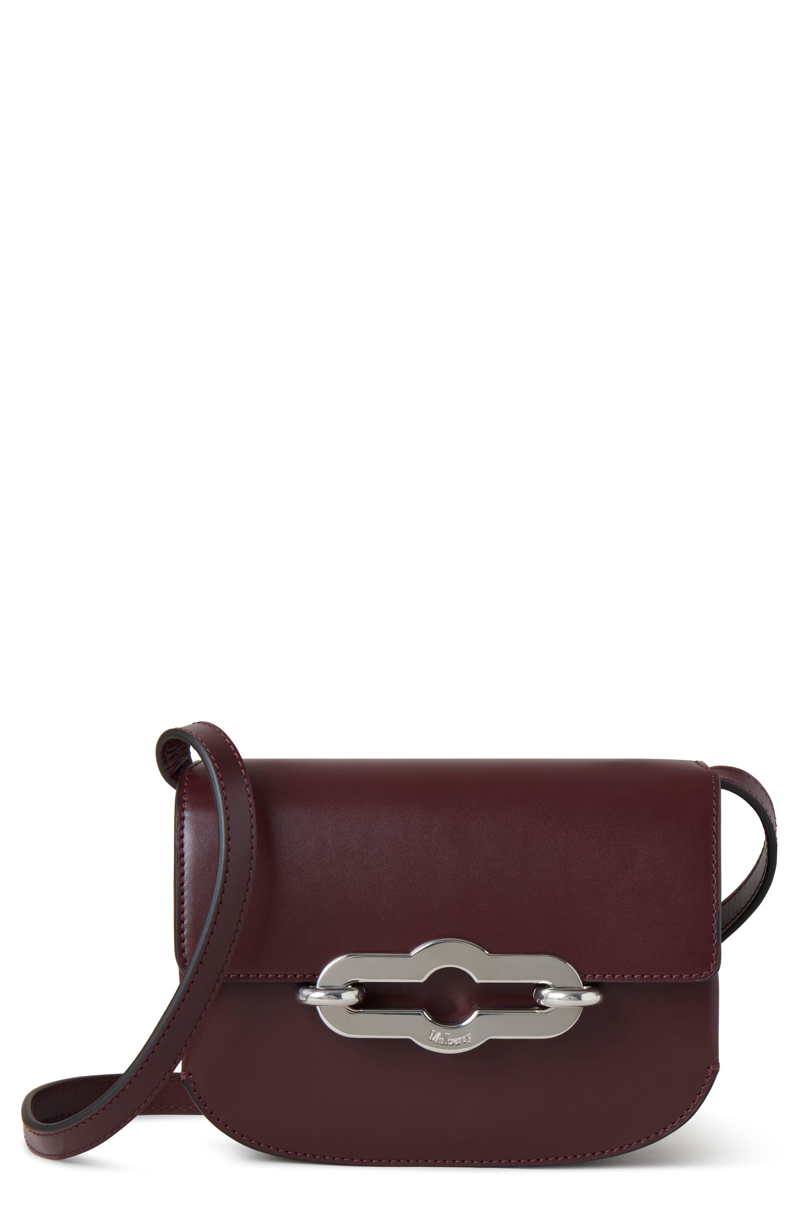Mulberry Small Pimlico Super Luxe Leather Crossbody Bag, Main, color, Black Cherry