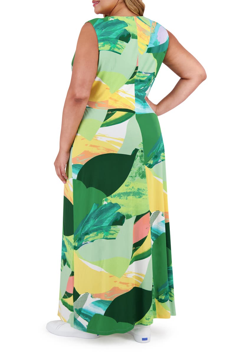 London Times Shirred Faux Wrap Maxi Dress, Alternate, color, White/ Olive