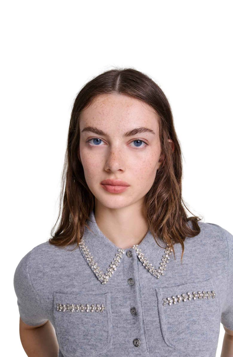 maje Knitted sweater with rhinestones, Alternate, color, 