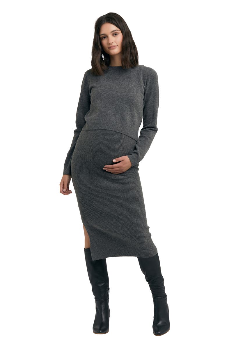 Ripe Maternity Dani Knit Skirt, Alternate, color, Charcoal Marle