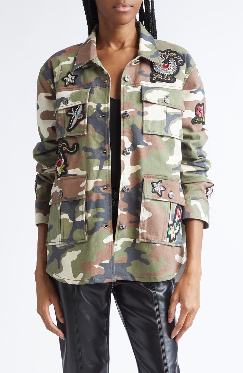 Cinq à Sept Vera Western Appliqué Camo Jacket, Main, color, Classic Multi