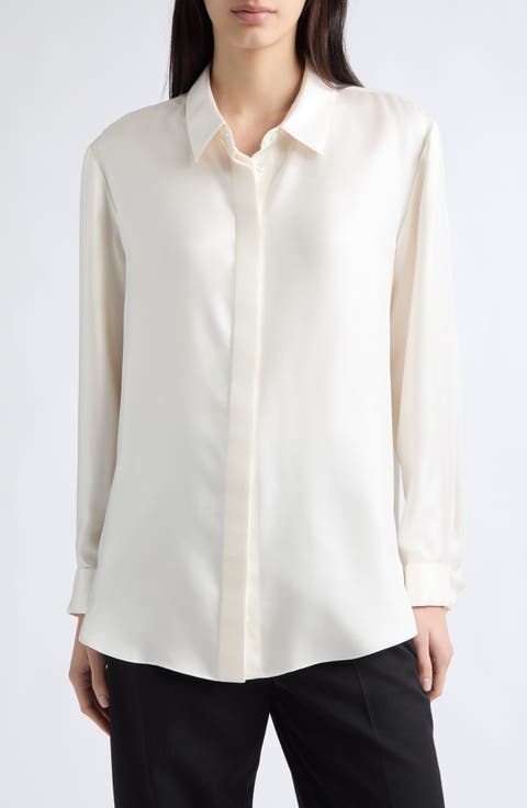 Dahlia Silk Contrast Collar Shirt