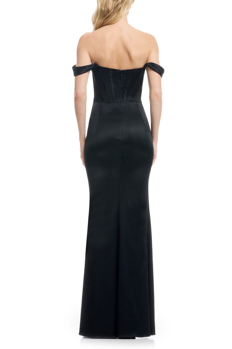 Melania Off the Shoulder Satin Gown, Alternate, color, BLACK