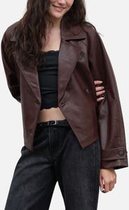 Blu Pepper Faux Leather Trench Jacket