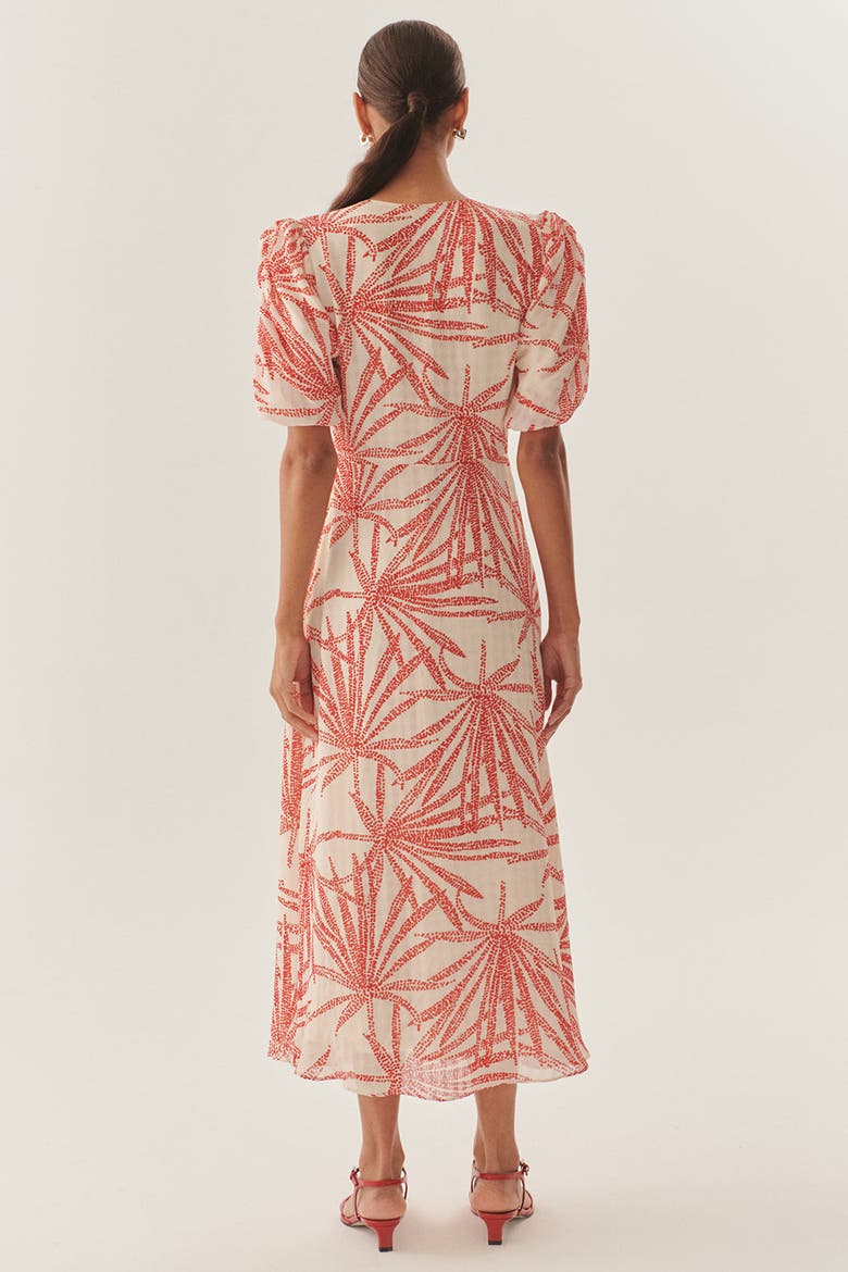 Adaline Midi Dress, Alternate, color, RED-BEIGE