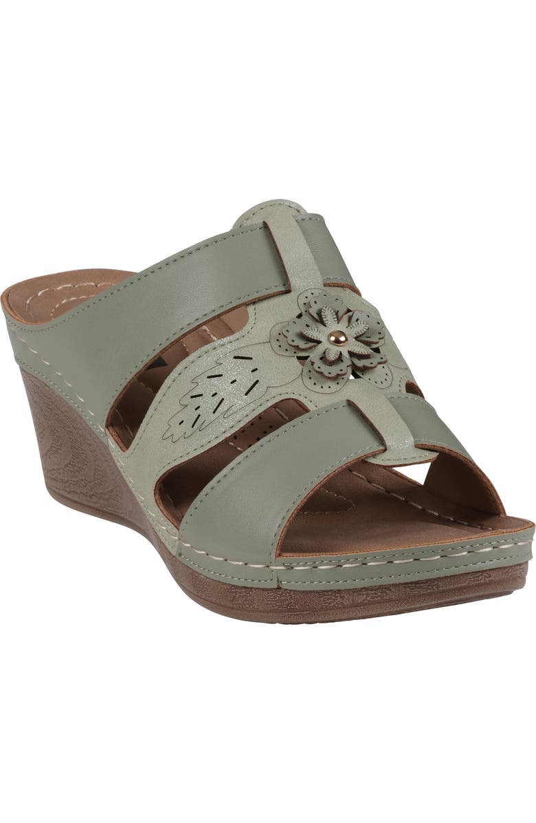 GC SHOES Spring Floral Wedge Sandal, Main, color, Green