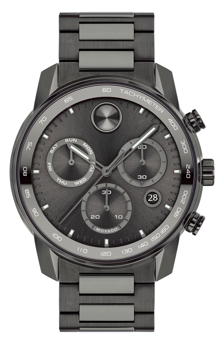 Movado Bold Verso Chronograph Bracelet Watch, 44mm, Main, color, Gray Dial