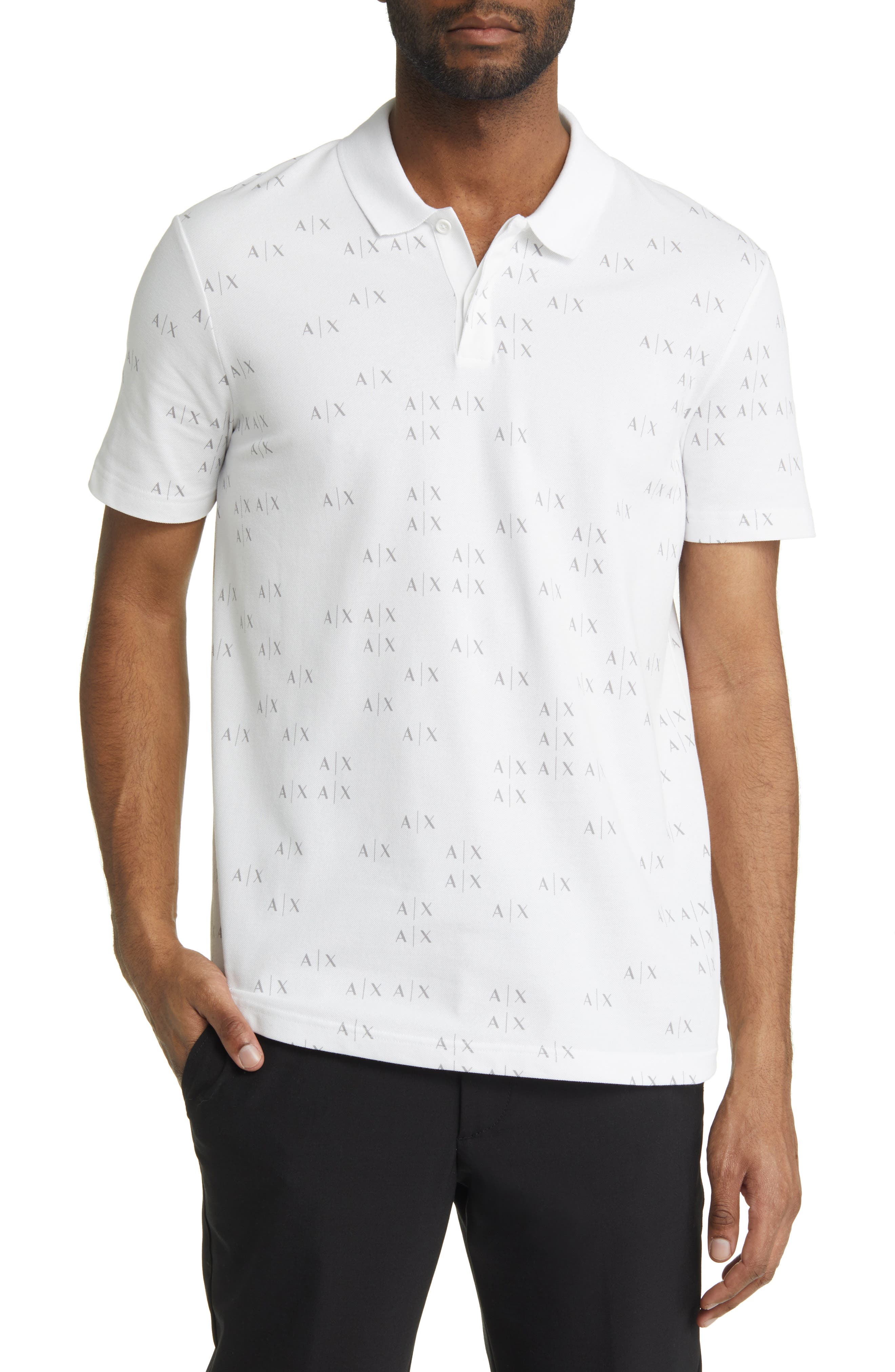 Armani Exchange Scatter Icon Stretch Cotton Polo (Men) | Nordstrom