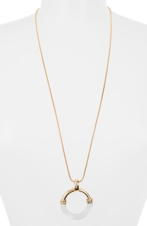 Nordstrom Rack Resin & Metal Ring Pendant Necklace In Clear- Gold