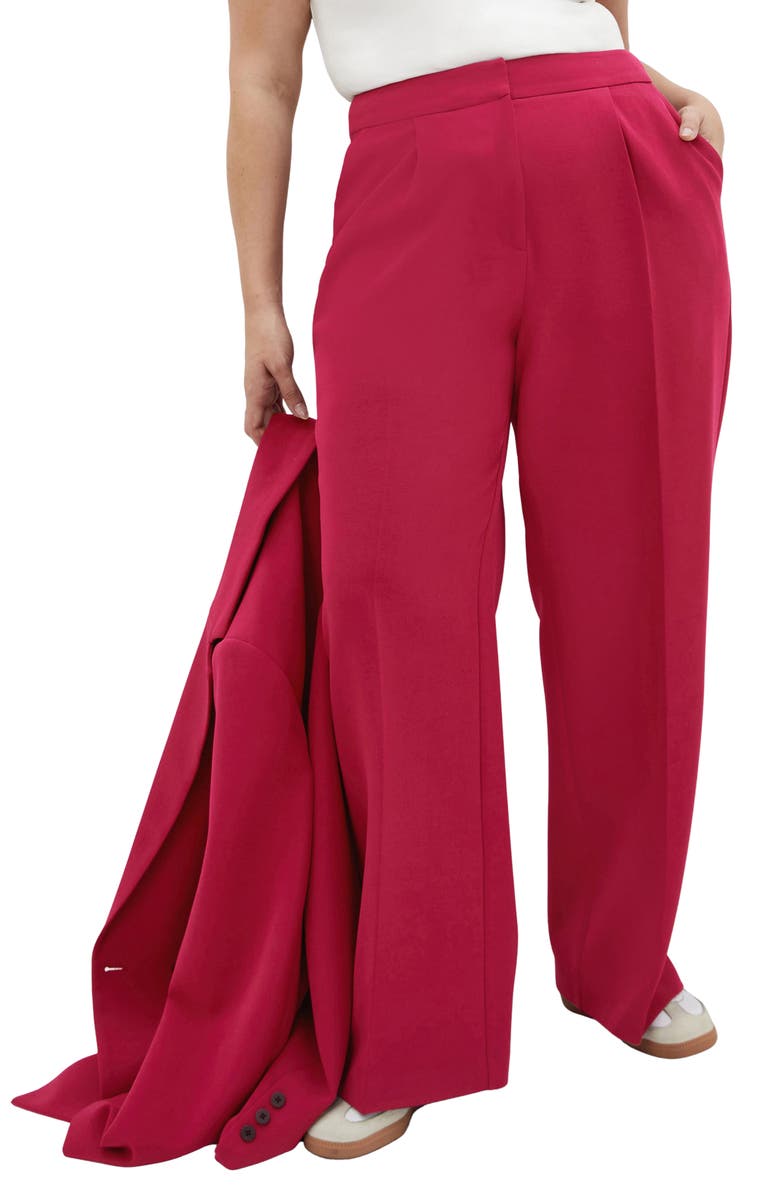 City Chic Alexis High Waist Wide Leg Pants, Main, color, Deep Rose