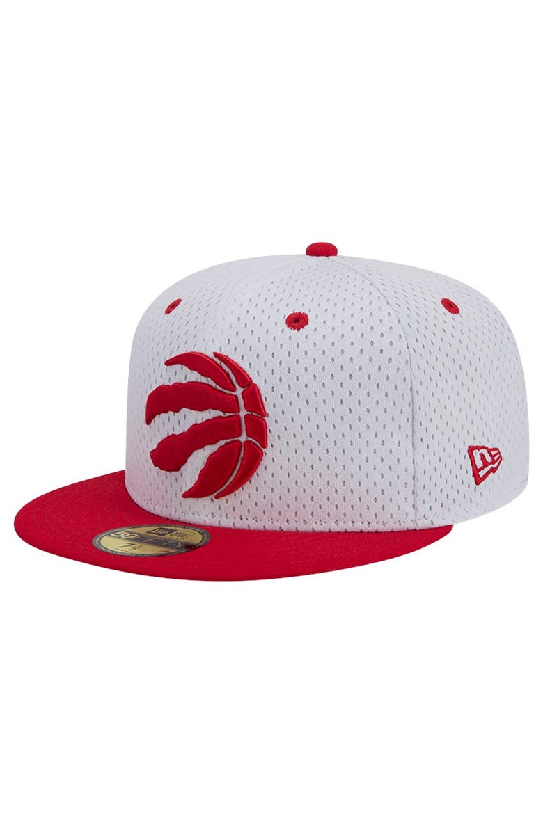 New Era Men's New Era White/Red Toronto Raptors Throwback 2Tone 59FIFTY Fitted Hat, Alternate, color, White