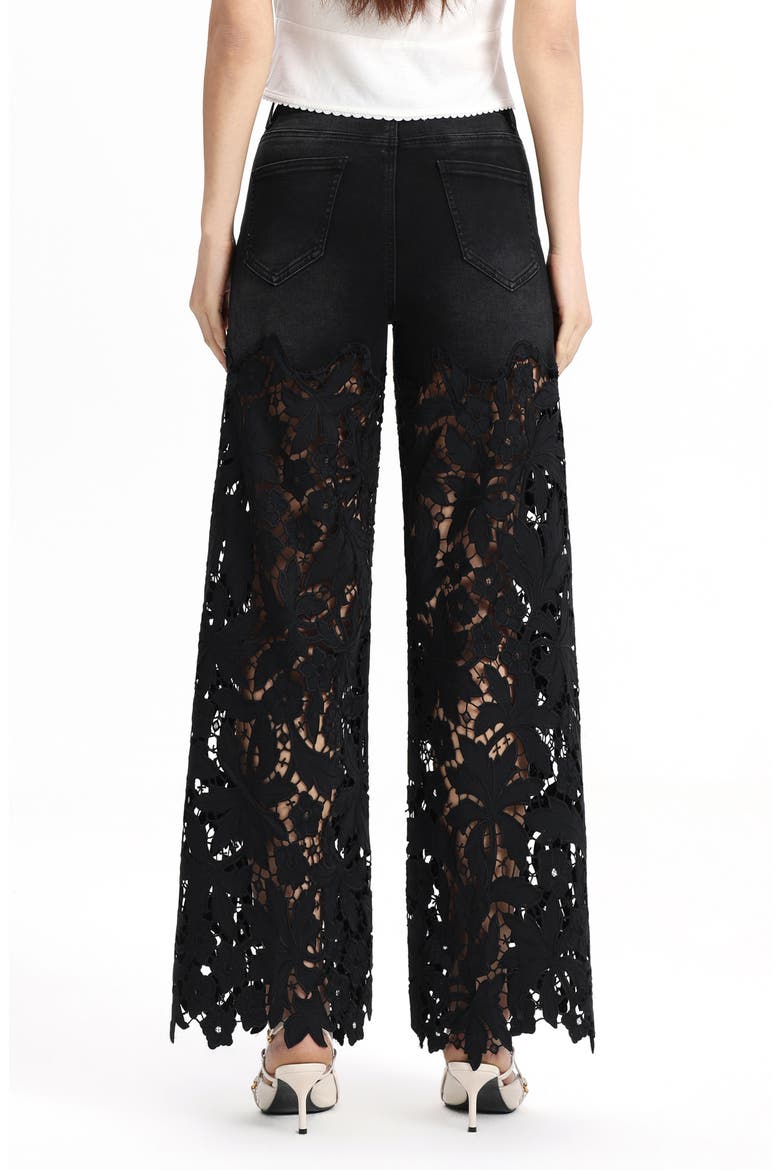 Embellished Eyelet High Waist Wide Leg Jeans, Alternate, color, INKGAUZE