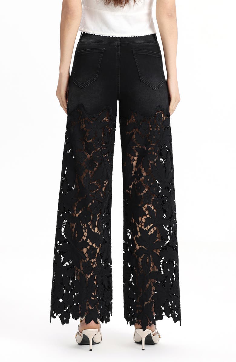 Bayeas Embellished Eyelet High Waist Wide Leg Jeans, Alternate, color, Inkgauze