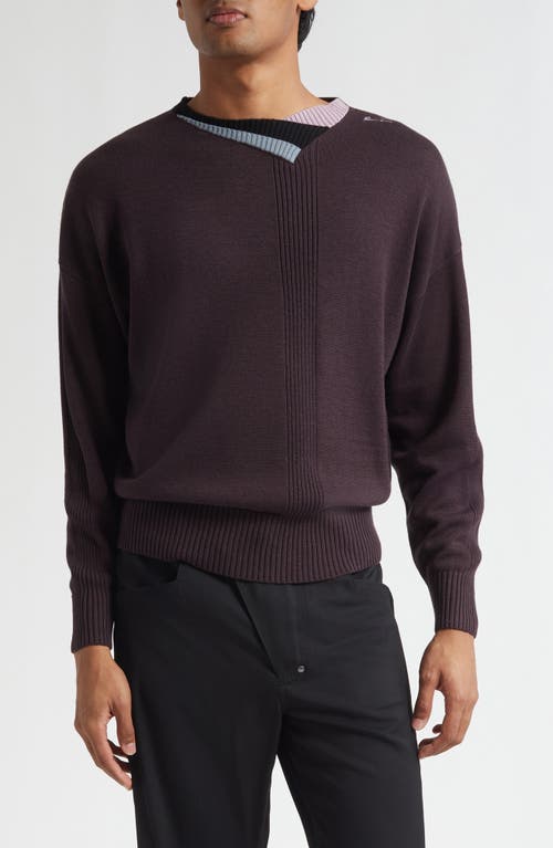 KIKO KOSTADINOV Vig Multi Collar Wool & Silk Sweater in Dark Brown/Pine/Lilac  product