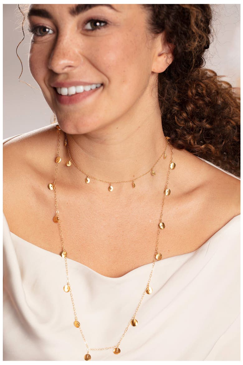 Audrey Disc Station Long Necklace, Alternate, color, GOLD