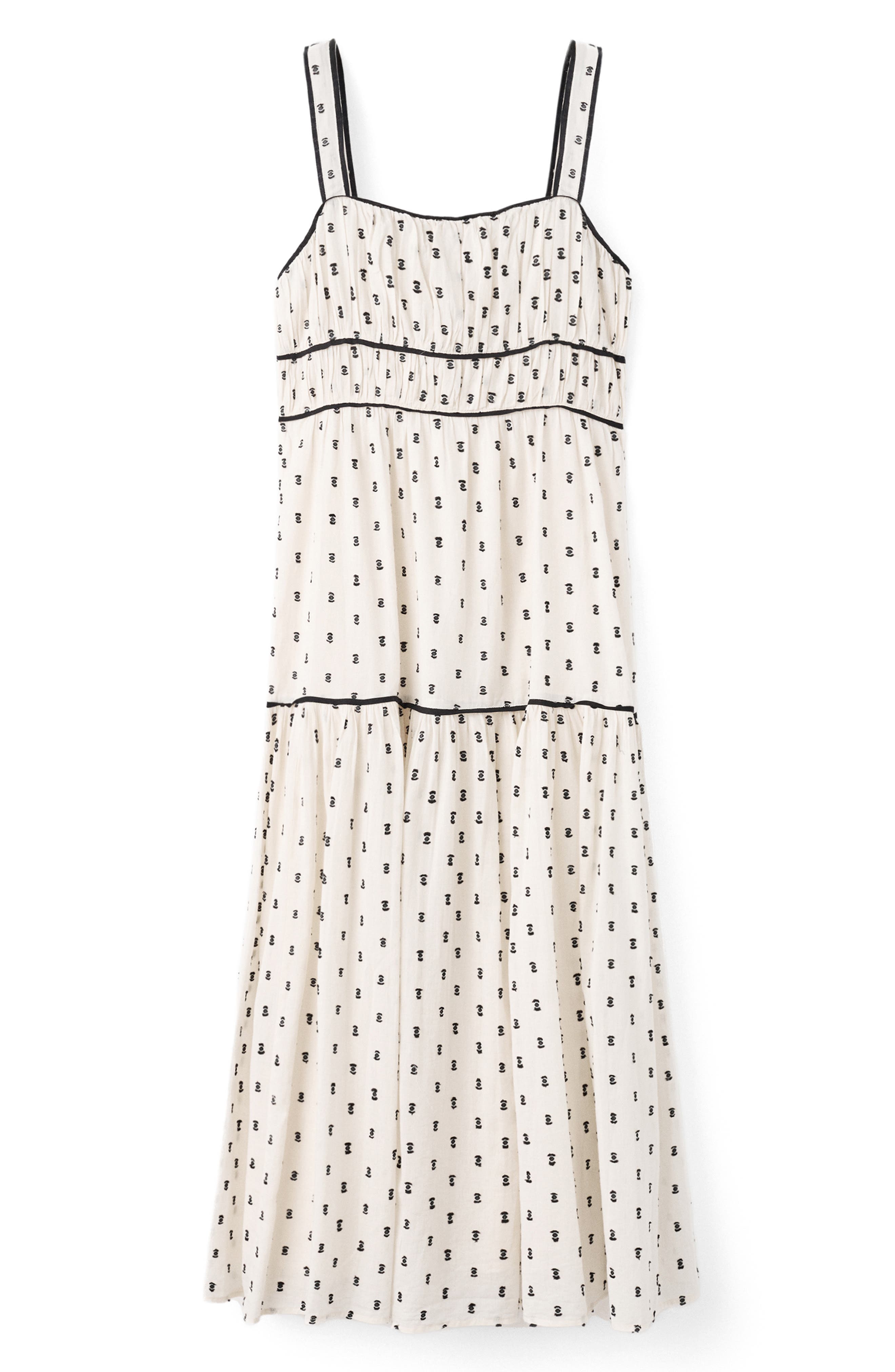 Plumeti Sleeveless Cotton Blend Midi Dress
