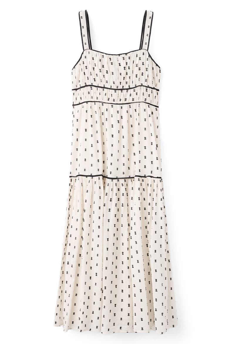 Plumeti Sleeveless Cotton Blend Midi Dress, Main, color, ECRU